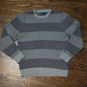 Nixon Charcoal and Light Gray Striped Crewneck Sweater